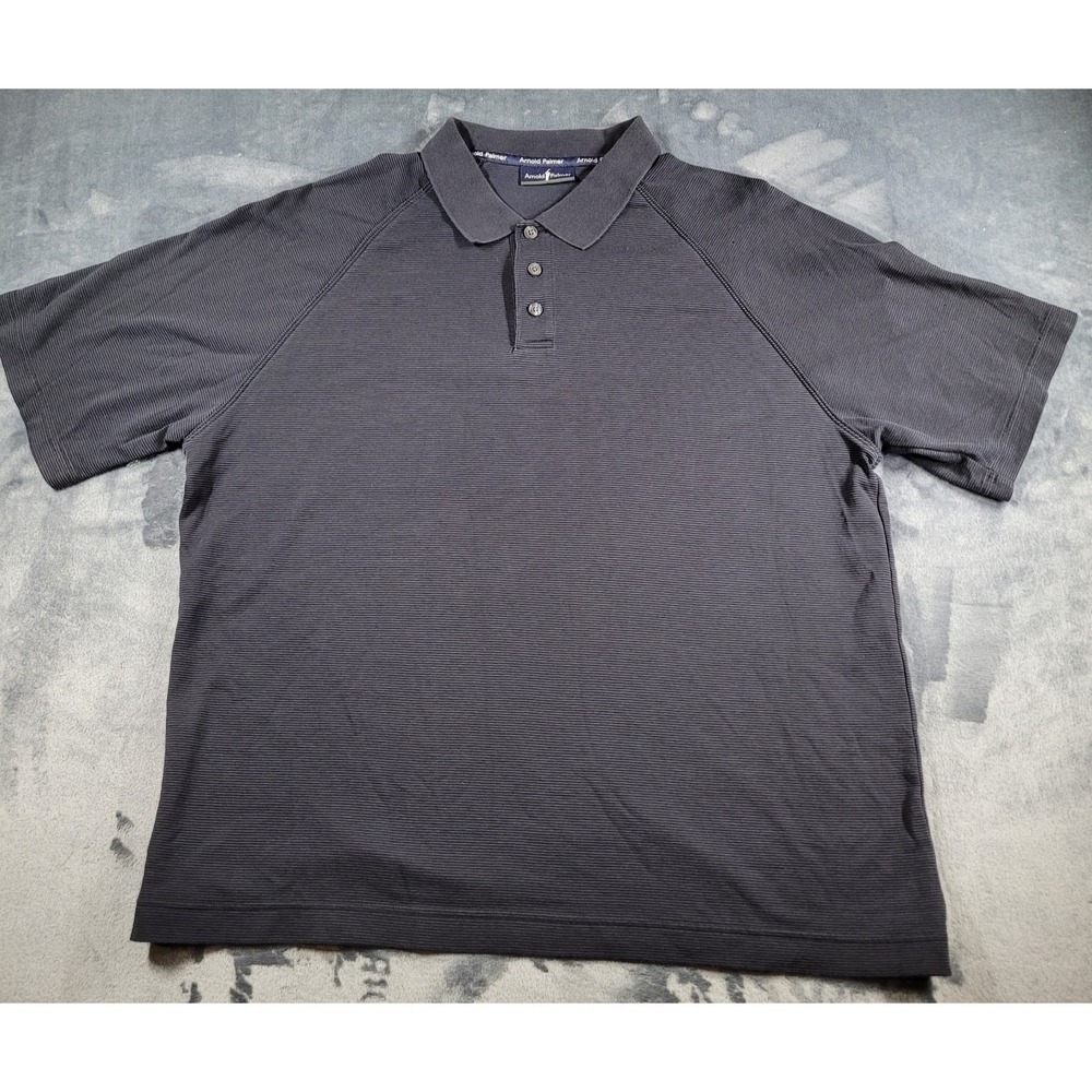 Vintage 90s Men's Arnold Palmer Polo Golf Shirt Black Ribbed‎ Sz XXL